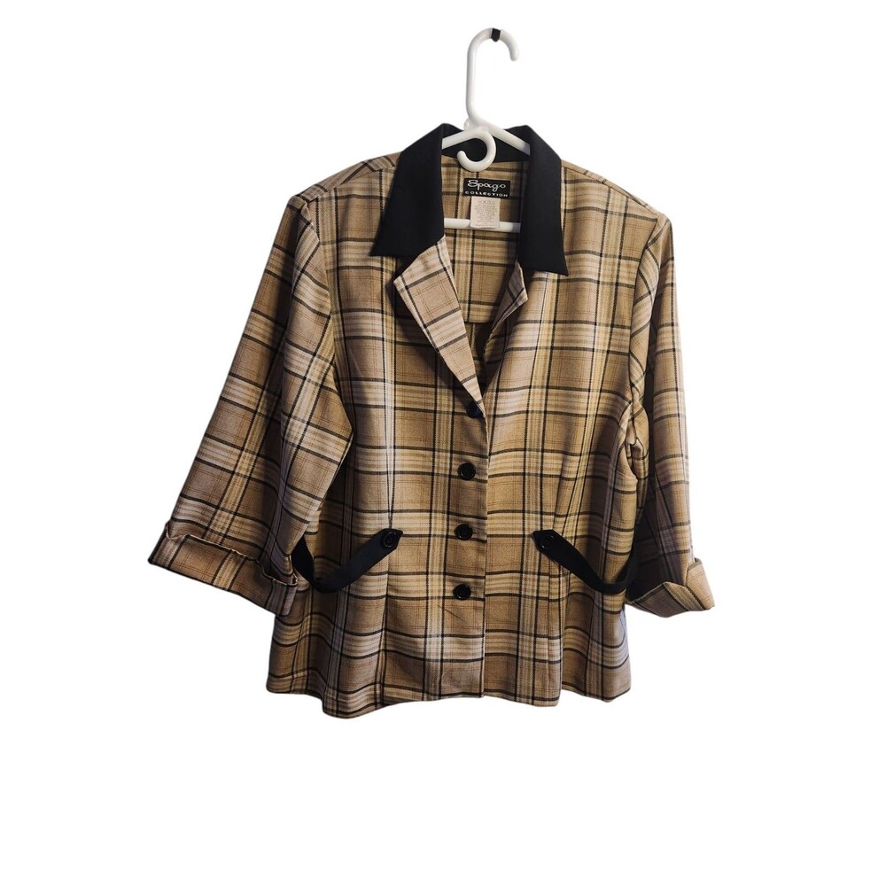 Spago Vintage Collection Plaid Tweed Blazer 22W
